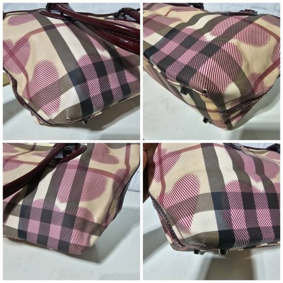 Authentic BURBERRY Supernova Check Canvas Heart Tote Bag - Picture 9 of 11